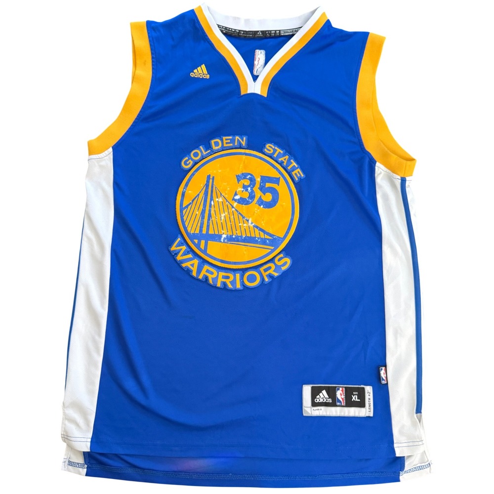 Adidas‎ Golden State Warriors Kevin Durant 35 NBA Jersey Blue Mens XL Length +2